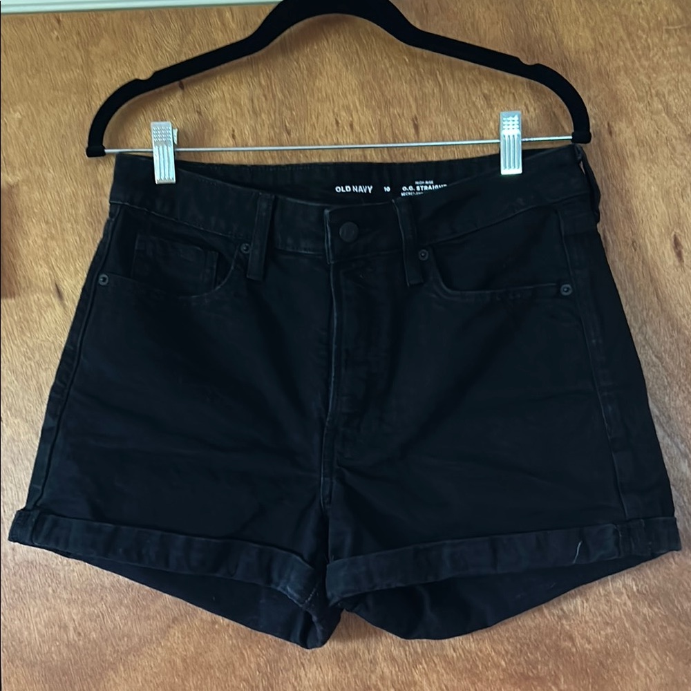 Old Navy Black Jean Shorts High-Waisted Cuffed